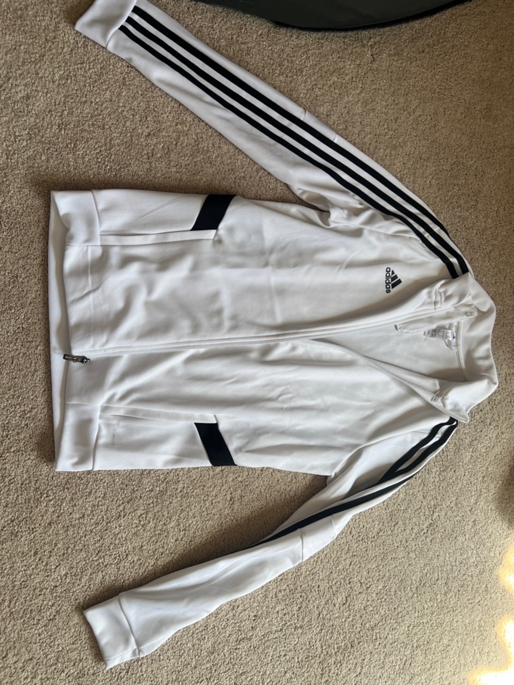 adidas White Jacket with Black Three-Stripe Detailing